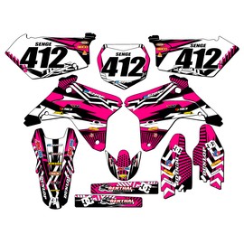 Senge Graphics Inc 2005-2006 RMZ 450 MAYHEM Pink Senge Graphics Kit Compatible with Suzuki - Complete Kit With Rider I.D., 19/21