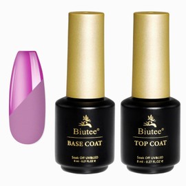 Biutee Base Coat Topcoat, 0.3 fl oz (8 ml), Set of 2, Gel Nail Topcoat, Gel, Base Coat Gel, UV/LED Compatible