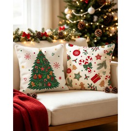 Christmas Pillow Covers (2, Forest Gingerbread, 18×18)