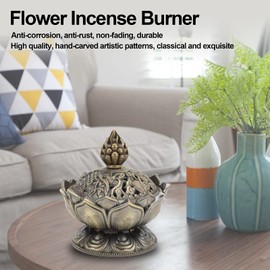 Zerodis Incense Burner, Bronze Incense Holder Burner with Lid, Classic Charcoal Burner for Home Decor, Yoga, Spa, Meditation