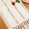 Blinsobeau Boho Table Runner with Tassels 72 Inches Long Beige