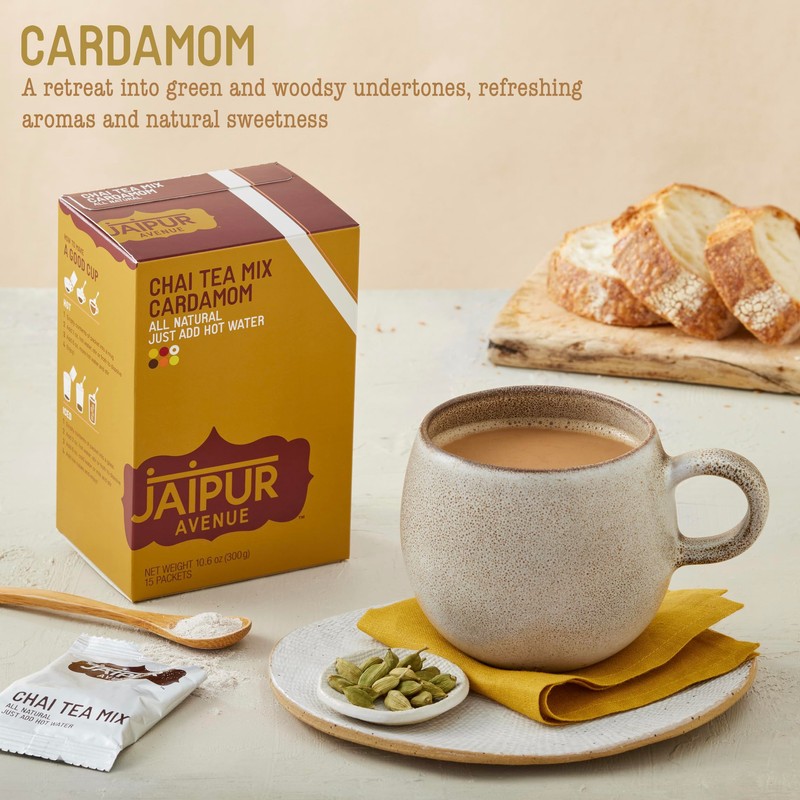 Jaipur Avenue Cardamom Chai Tea Mix Crafted with All-Natural Assam