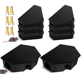 Qualirey 6 Pcs Rat Bait Station with Keys Include 4 Pcs Mice Station for Small Mouse and 2 for Rat, Reusable Rodent Trap Box, Keeps Pets and Children Safe Indoor & Outdoor, Bait Not Included