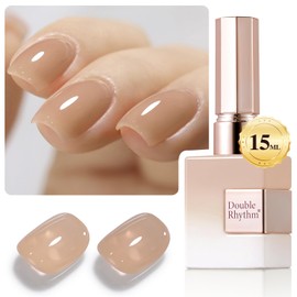 Double Rhythm 0.50 OZ Translucent Gel Polish Same Color Same Bottle Sheer Neutral Natural Milky 15 ML Jelly UV Nail Polish Art DIY at Home (Translucent Tea-A1496)