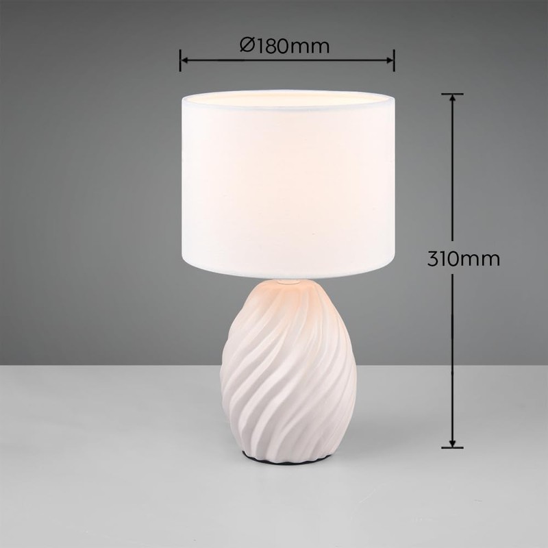 Reality Leuchten Melva R51771031 Table Lamp, Ceramic Base Matte White,