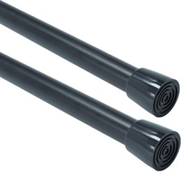 Spring Tension Curtain Rods 28-48 Inch, 2 Pack Adjustable No Drill Pressure Curtain Rod for Windows, Expandable Small for Bathroom & Kitchen,Black