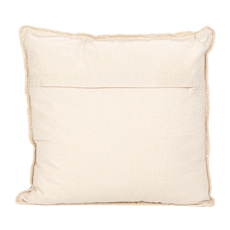 Creative Co-Op Cotton Crocheted Square Pillow with Block Pattern, Multicolor