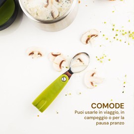 Avilia Stainless Steel Cutlery Set with Green Rubber Handle, Collapsible, Portable, with Convenient Protective Case, Durable and Dishwasher Safe