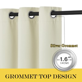 NICETOWN Blackout Living Room Curtain 90 inches Long - Thermal Insulated Grommet Room Darkening Window Treatment Sound Dampening Drape for Bedroom (Beige, W52 x L90, 1 Panel)
