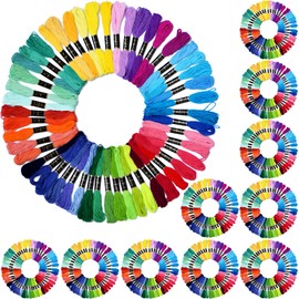 Embroidery Floss Rainbow Color 500 Skeins Per Pack Cross Stitch Threads Friendship Bracelets Floss Crafts Floss（50skeins x10 Pack）