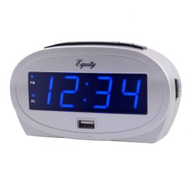 Equity 30025 0.9 in. LED Alarm Clock with USB Charge Port