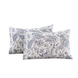 ECOCOTT 2 Pack Pillowcase Queen Size with Vintage Floral Pillow Cases Set, 100% Cotton Queen Pillow Covers Envelope Closure (Queen, 20"x30")