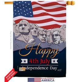 Fourth of July 4th Indpendence Day Garden House Flags Kit Patriotic Independence Fireworks BBQ United State American Small Decorative Gift Yard Banner Double-Sided Made In USA 28 X 40