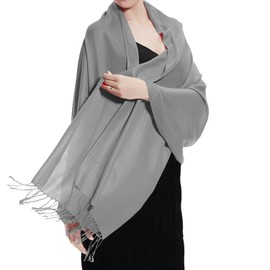 TZ Promise Women Light Gray Pashmina Wedding Large Soft Plain Shawl/Wrap/Scarf(Gray)