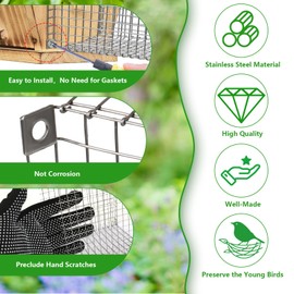 Tryly 2Pcs Bluebird House Protector Guards, Stainless Bird House Entrance,Designed for The Secure of Eastern Bluebird Homes and Their Chicks (Square)