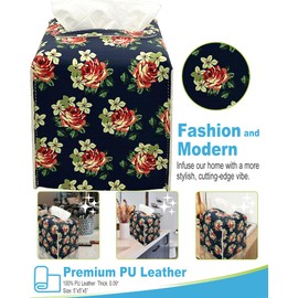 Tissue Box Cover Square - Vintage Tissue Box Holder Cube, White Leather Tissue Box Covers, Tissue Holder for Home, Office, Desk, Car 5"X5"X5"