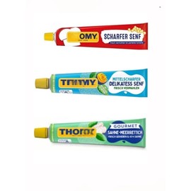 German Mustard Scharfer Senf Delikates Senf -Medium Scharf and Gourmet Sahne-Meerrettich