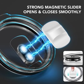 UWSTE 2 Pack Magnetic Slider Replacement Lid Compatible with Ember First and Second Generation Mugs 14 oz, Splash-Proof, BPA Free