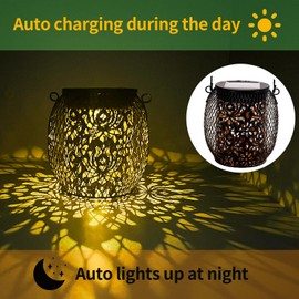 Solar Lanterns Outdoor Hanging Lights: IP65 Waterproof Rose Solars Lantern Decorative for Pathway Patio Walkway Garden Gifts