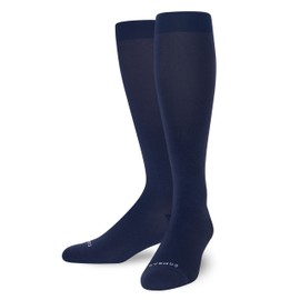 Comrad Nylon Knee High Socks - 15-20mmHg Graduated Compression Socks, (Wide Calf Large, Navy) - Soft & Breathable Support Socks for Men, Pregnant Women, Nurses, Home, Work, & Travel