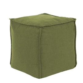 Howard Elliott Square Pouf Ottoman Foot Rest With Cover, Round Stuffed Filled Foot Stool, Fluffy Compact & Comfortable Soft Seating for Living Room & Bedroom, 20 x 20 x 18 Inch, Seascape Moss