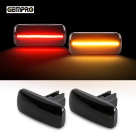 Plug-and-Play Trucks Dual Fender Led Side Marker Light for Dodge RAM 1500 2500 3500Light Color: Front: Amber +Rear : Red, Specification: Smoke Lens