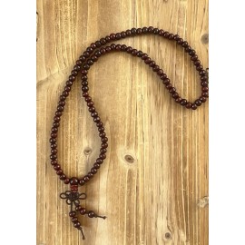 Red Sandalwood 108 Mala Mantra Beads + 3 Glass Markers For Meditation & Prayer
