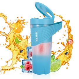 Portable Blender 460ml for Shakes Smoothie Juice, for Travel Gym Office, 4000mAh Type-C Rechargeable Personal Blender with 6 Sharp Blades Powerful 22000r/m Water Bottle Cup (Blue)