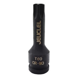 JEUCLEL T60 Torx Star 6 Point Impact Bit Socket, T60 1/2-Inch Square Drive 3-Inch Long Torx Socket, Cr-Mo Steel Lengthen Screwdriver Socket Adapter Tool