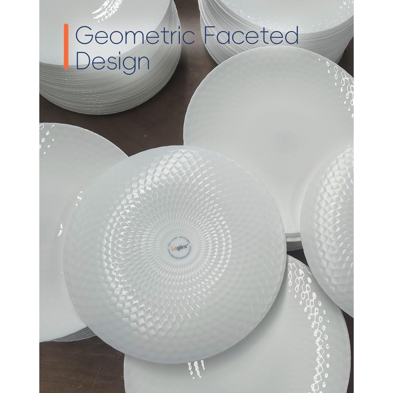 LaGlint 7.5 inch Salad Appetizer Plate Set of 6, Opal