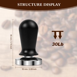 Espresso Accessories, 53MM Coffee Hand Tamper for Coffee Machine, Spring-loaded Tamper with Flat Stainless Steel Base, XMQMCF