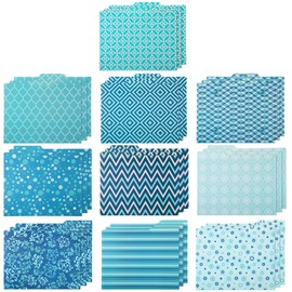 Estune 30 Pcs Decorative File Folders Letter Size Colored Manilla File Folders with 1/3-cut Tabs 11.69 x 9.25 Inches Graphic Geometric Floral Leaf Office Supplies Organizers(Assorted Style)
