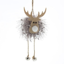 Festive Productions 8cm Hanging Fur Reindeer Christmas Decoration Xmas Tree Festive Décor
