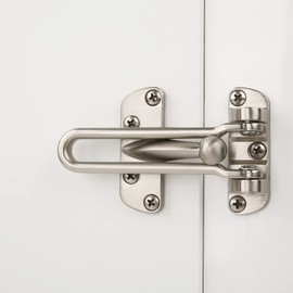 HASWARE Home Security Door Lock Swing Bar,Silver Alloy Anti-Theft Door Guard Latch for Front and Inside Door, Safety Childproof Reinforcement Door Stopper (Silver)