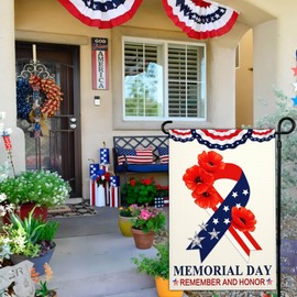Aroxtms Memorial Day Patriotic Amercian Garden Flag 3Ply 4th of July Yard Flags for Outside 12x18 Inch Double Sided Independence Veterans Day Garden Flag Outdoor House Holiday Decorations