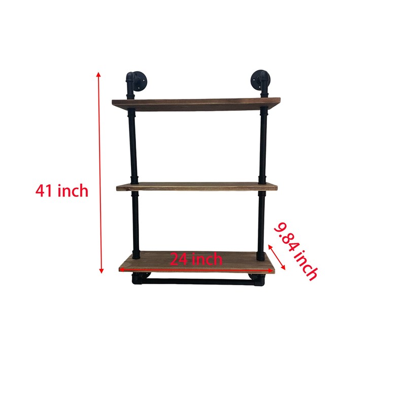 ROGMARS Industrial Pipe Shelving Bathroom Shelves with Towel bar, 24