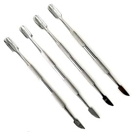 Stainless Steel Finish 4 Piece set of Cuticle Pusher Made for Durable Manicure, Pedicure and Beauty Tool for Ideal Fingernails and Toenails. Use for Manicure and Pedicure Nail Salon Approved