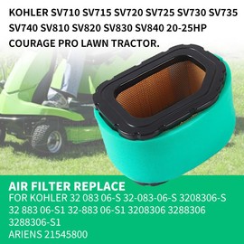 Air filter 32 083 06-S 32-883 06-S1 air filter for Kohler SV710 SV715 SV720 SV725 SV730 SV735 SV740 SV810 SV820 SV830 SV840 20-25HP Courage PRO Lawn Tractor 2pcs Air filter