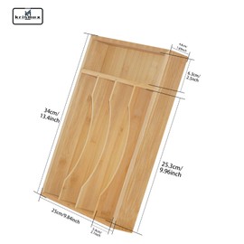 Krismax Bamboo Silverware Drawer Organizer，5 slots Wood Storage Containers, Junk Drawer Divider Organzers, Untensils Cutlery Tray with Drawer, Kitchen Flatware for Bedroom, Office, Living Room