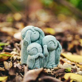 koundeneko Jizo Healing Figurine, Cute Stone Statue, See No Hear No Speak, Jizo, Happiness, Wishes, Good Edge, Amulet, Osho San, Zen Feeling, Palm Size, Guardian God, God and Buddhist Statue
