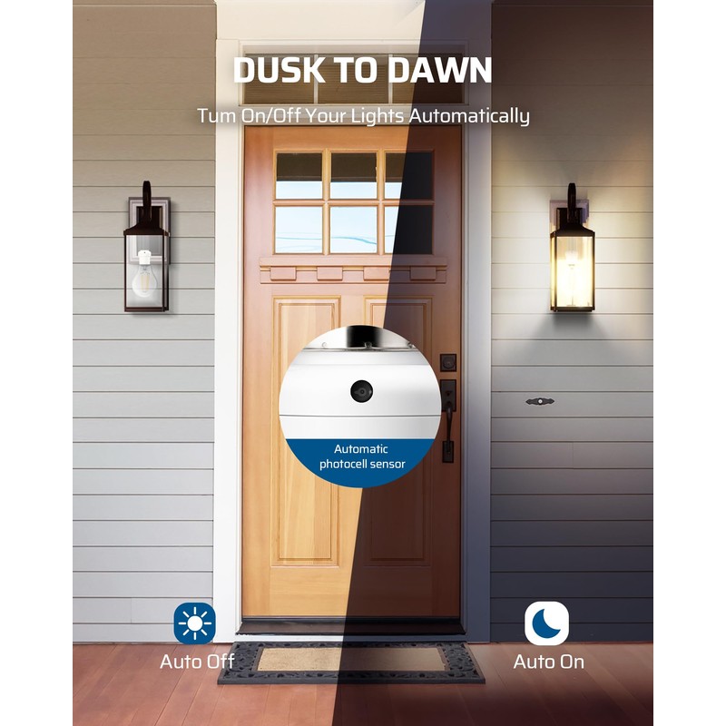 DEWENWILS Light Sensor Socket, E26/E27 Socket Adapter, Automatic Dusk to