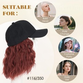 Hairro Wig Hat For Women Baseball Cap With Hair Extensions Synthetic Fake Hair 8" 190g #116/350