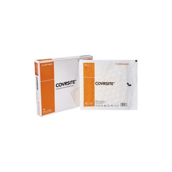 Smith+Nephew COVRSITE Plus Cover Dressing, Waterproof Dressing for Wounds, Absorbent and Gentle Adhesive Dressing Wound Care Products, 4 x 4 Inches
