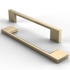 FURNIWARE 10 Pack Cabinet Pull,Brass Cabinet Handles,Hardware Drawer Pulls,Solid Aluminum Kitchen Cabinet Door Handles Pull-128mm(5 Inch) Hole Center