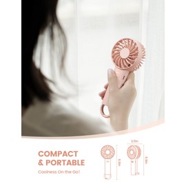 Lamicall Mini Portable Handheld Fan, Lightweight USB Rechargeable Battery Personal Fan, 3 Speed Wind, LED Display for Makeup Travel Office Outdoor Women Men-Pink