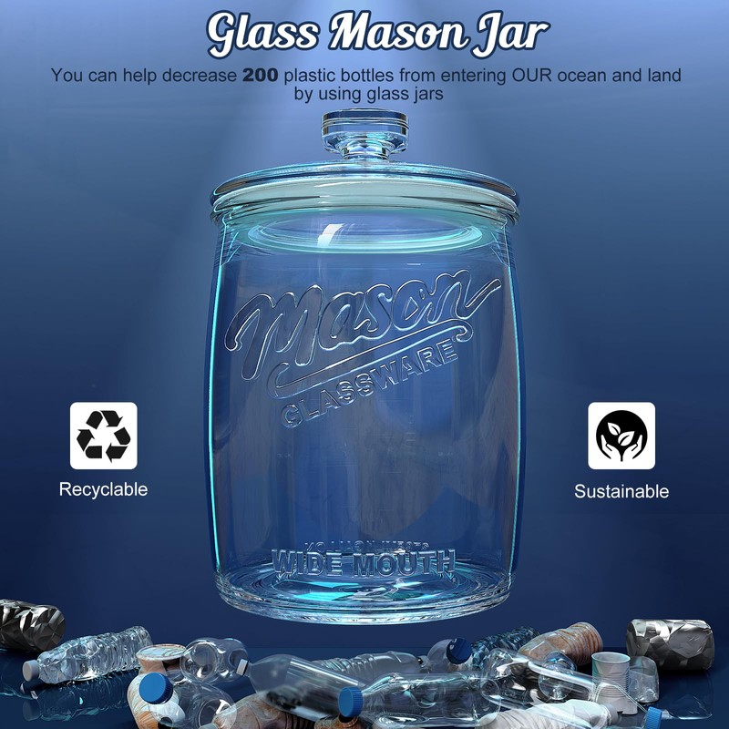 Dwbligt 2 Pack Cookie Jar, 1 Gallon Glass Jar with