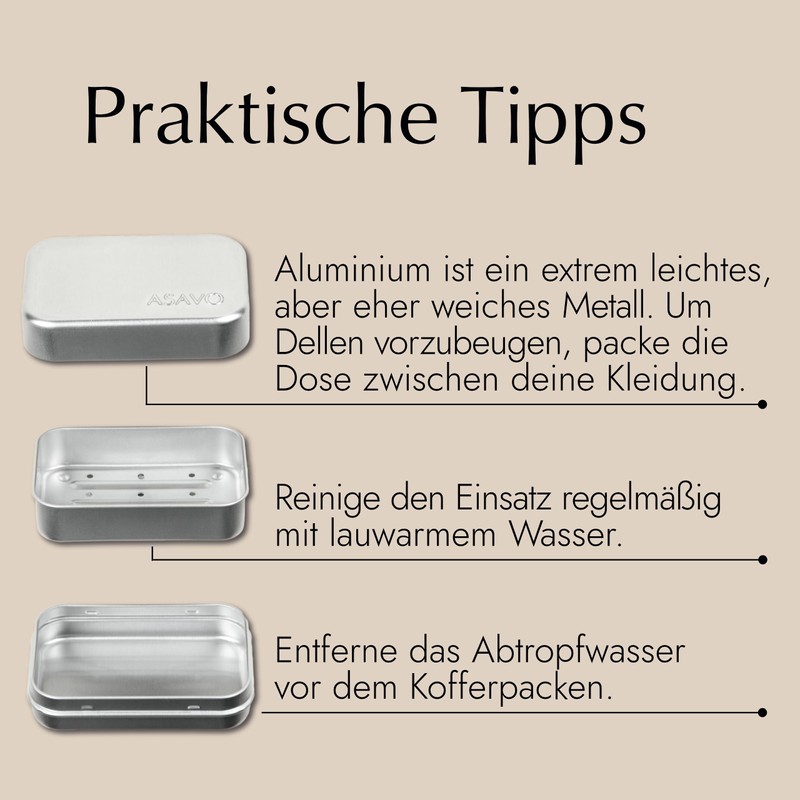 ASAVO metal soap tin 9.5 x 6.0 x 3.2 cm