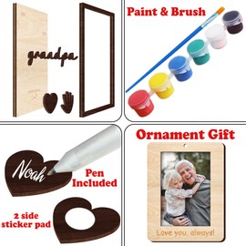 10" Hands Down Best Grandpa Ever DIY Handprint Kids Frame with Paints, Car Picture Holder, Photo Ornament, Fridge Magnet, Art Craft Family Keepsake Birthday Father's Day Gift for Pops, Papa HF610