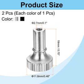 sourcing map 2Pcs Lamp Turn Knob On/Off Lamp Switch Replacement Brass Light Switch Knob Lamp Knob Lamp Switch Extension 19mm Length for Lamp Socket, Black, Silver