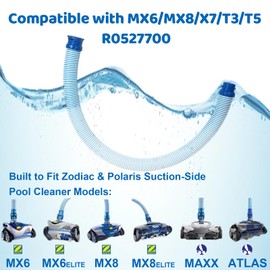 One Year Warranty 5 Pack Premium R0527700 Pool Cleaner Hoses, Twist Lock Pool Vacuum Hose Replacement Kit Compatible with Zodiac Baracuda MX6,MX8,X7,T3,T5 Swimming Pool Cleaner